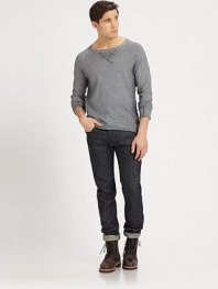 Crew neck pullover with textured detail in a unique, cold-dyed cotton.CrewneckRibbed collar, cuffs and hemCottonHand washImported