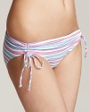 Striped swim briefs with ruched sides with drawstring detail from Coco Rave.