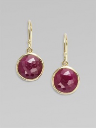 From the Lollipop Collection. Boldly hued ruby stones in 18k gold. Ruby18k goldDrop, about 1Ear wireImported 