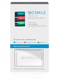 GO SMiLE's exclusive Ampoule Technology Delivery System lets you polish your teeth and keep them white with deliciously refreshing Touch Up ampoules. Get a just-brushed feeling - anytime, anywhere. Flip, Pop, Touch Up! Includes carrying case. 14 ampoules, .02 oz. each. 