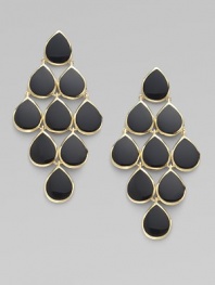 From the Rock Candy Collection. A cascade of teardrop shaped black onyx trimmed in 19K yellow gold.Onyx 18K yellow gold Length, about 2½ Width, about 1¼ Post backs Imported 