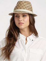 An iconic style with a GG pattern canvas and leather trim in a structured design. CottonBrim, about 1¾Made in Italy