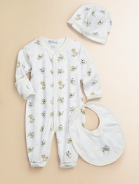 This design of super soft pima cotton is printed with colorful nursery rhyme characters to create the perfect finishing touch to your little one's look.Cuffed stylePima cottonMachine washImported