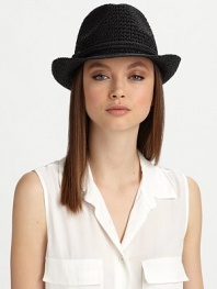Crocheted straw, in a chic, classic silhouette adorned with a corded band.Paper braidCorded bandBrim, about 2Spot cleanImported