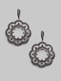 From the Secret Garden Collection. A lace inspired hoop earring with dazzling black sapphire stones.Sapphire Sterling silver Width, about 1½ Length, about 1½ Pierced Imported 