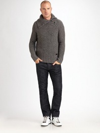 Winter warmth meets contemporary cool in this chunky-knit sweater crafted from pure wool with button detail at the collar. Ribbed trim Wool Dry clean Imported 