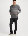 A preppy Fair Isle pattern goes sporty in this pullover sweater with front pouch pocket. About 27 from shoulder to hem65% lambswool/30% nylon/5% cashmereDry cleanImported