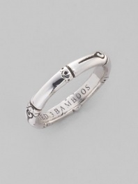 From the Bamboo Collection. This slim, sterling silver design was expressly created to support an afforestation project on Nusa Penida, an arid island off the coast of Bali. For every purchase, John Hardy will donate a portion of the retail price to the cost of planting bamboo. Inside engraving reads, This ring planted 3 bamboos on Nusa Penida JH. Sterling silver Width, about ¼ Made in Bali