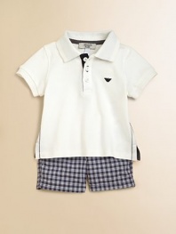 A cool, classic look for your baby in an instant, with a pique polo atop woven plaid shorts. Polo:Ribbed polo collarButton placketShort sleeves with ribbed cuffsEmbroidered logo on chestEven split hem Shorts:Elasticized waist with belt loopsSide slash pocketsBack patch pockets, one with logoLogo patch at back waist96% cotton/4% elastaneMachine washImported Please note: Number of buttons may vary depending on size ordered. 