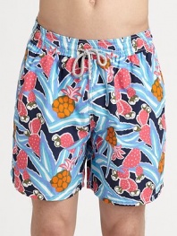A tropical pineapple print adorns these quick-dry trunks, complete with drawstring waist and back eyelets to avoid a ballooning effect.Drawstring elastic waistBack flap pocket with grip-tape closureMesh liningPolyamideMachine washImported