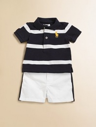 Embroidered with Ralph Lauren's Big Pony for an iconic look, a preppy striped polo is perfectly paired with crisp