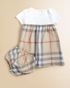 Charming checks add a splash of color to this A-line frock in plush cotton with matching bloomers.Envelope necklineShort sleevesPullover styleGathered waistCottonMachine washImported