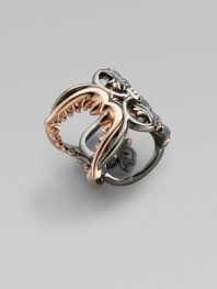 From the Les Dents De La Mere Collection. Part rose gold plated shark jaw, part blackened sterling silver filigree design, this ornate creation is darkly romantic.Rose gold plated sterling silver Black rhodium plated sterling silver Imported