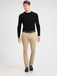Fine, jersey-knit cashmere/silk crewneck is luxuriously soft, the epitome of modern polished style.CrewneckRibbed cuffs and hem93% cashmere/7% silkDry cleanImported