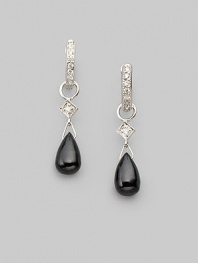 Smooth teardrops of black onyx are elegant and dramatic, set in 18k white gold with diamond accents. Black onyx Diamonds, 0.03 tcw 18k white gold Length, about ¾ Spring ring clasp Imported Please note: earrings sold separately.