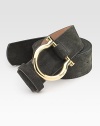 A single D-ring brass buckle defines a classic belt in rich suede. About 1½ wide Suede Made in Italy 