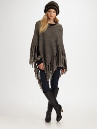 Patchwork knit lends a crafted touch to this free-flowing poncho silhouette.Draped hoodFringe trimAsymmetrical hemPullover styleAbout 39 from shoulder to hem70% acrylic/20% wool/10% alpacaDry cleanImportedModel shown is 5'9 (175cm) wearing US size Small.