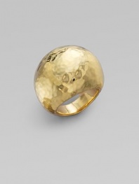 A bold, gold dome with a rich hammered texture. 18k yellow gold Width, about ½ Imported