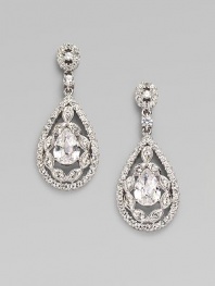 EXCLUSIVELY AT SAKS. Teardrops within teardrops offer sparkle to spare, crafted of cubic zirconia and crystal in a graceful design. Cubic zirconia and crystal Rhodium plated Drop, about 1½ Post back Imported