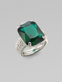 A large faceted rhinestone with a pavé accented shank. BrassGlass stonesWidth, about ½Imported