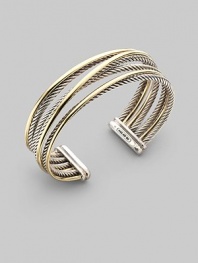 From the Silver Classics Collection. Sterling silver and 18K gold crossover bracelet. Made in USA. 