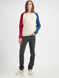 Multicolored sleeves set the stylish tone for this varsity-inspired style of soft cotton with logo chest detail.CrewneckBanded collar, cuffs and hemCottonMachine washImported