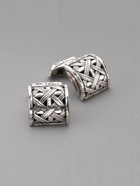 Sterling silver woven bamboo square cuff links. Handmade Imported