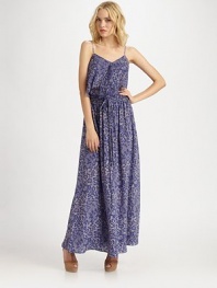 Vintage-inspired lace print highlights breezy silk chiffon in this gathered maxi silhouette.Smocked elastic waistband Pull-on style About 41 long Silk Dry clean Imported