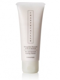 Rice & Geranium Foaming Cleanser. An extremely softening, foaming cleanser that removes all traces of makeup and impurities without stripping skin. Gently exfoliating, it leaves skin unusually smooth. Seaweed helps regulate sebum production, and soybean, green tea and olive leaves fight free-radicals. 2.46 oz. 