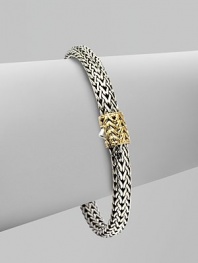 From the Chain Collection. A pretty, woven chain accented with an 18k gold clasp. 18k goldSterling silverPush clasp closureLength, about 7½Imported 