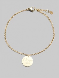 From the Love Plus Collection. A small disc charm with an 'I love you' engraving hangs on a thin chain.18k yellow gold Disc charm Length, about 7 Lobster clasp closure Made in Italy