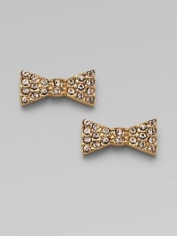 A charming design with brilliantly bold rhinestones. 10k goldplated brassGlass stonesSize, about ½Post backImported
