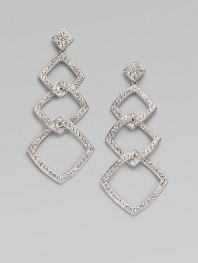 EXCLUSIVELY AT SAKS. Graduated open links, richly paved with crystals, fall alluringly from a sparkly diamond-shaped stud. Crystal Rhodium plated Drop, about 2½ Post-and-hinge back Imported