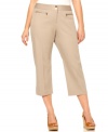 Stay stylish in warmer weather with Alfani's straight leg plus size capri pants, accented by zip pockets.