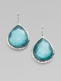 From the Silver Wonderland Collection. A faceted quartz teardrop in soft denim blue is backed by a mother-of-pearl disc, gracefully set in sterling silver. Quartz and mother-of-pearl Sterling silver Drop, about 1 Ear wire Imported