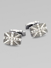 From the Alchemy in the UK Collection. A bold Union Jack, textured, studded and detailed with black rhodium-plated accents.Sterling silverRhodium-plated accentsAbout ¾L X ½WT backImported