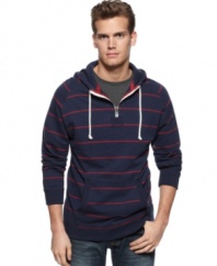 With a sporty quarter-zip style, this hoodie from Club Room gets your casual style on lock.
