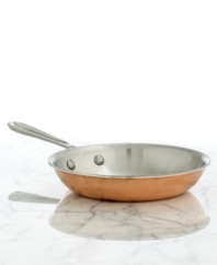 Culinary versatility is the hallmark of the essential fry pan, especially when it's crafted in copper. This All-Clad skillet preserves all the extraordinary benefits and opulent aesthetics of copper and pairs them with the hassle-free maintenance of stainless steel. Lifetime warranty.