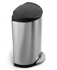 Make a clean break from your trash troubles. This high-capacity trash can from simplehuman looks great against any wall in your home, making trash disposal simple with a durable, dent-proof plastic lid that can stay open until your chores are done. Five-year warranty.