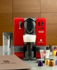 Style, grace and most importantly, taste, are yours with this eye-catching espresso maker from De'Longhi. The patented coffee capsule system provides fast, hassle-free brewing, facilitating the ideal flow of water through ground coffee for the richest flavors and aromas. One-year warranty. Model EN660.R