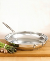 Classically constructed in 18/4 mirror-finish stainless steel, this versatile pan is sure to demand a repeat performance meal after meal. Whether you're frying or sautéing, the aluminum-encapsulated base spreads heat quickly and evenly, leaving no hot spots to burn your food. Lifetime warranty.