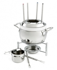 Do you fondue? All-Clad's steel fondue set provides everything you need for a cheesy (in the best possible sense) night in! The heavy gauge stainless steel pot is dishwasher safe, so the mess takes care of itself. Lifetime warranty.