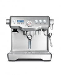 Double boilers work simultaneously to texture milk and extract espresso for an undeniably rich, incredibly blended gourmet brew. Precision features, like adjustable shot temperature settings, 360º swivel action steam wand and more, put only the best into your cup. 1-year warranty. Model BES900XL.