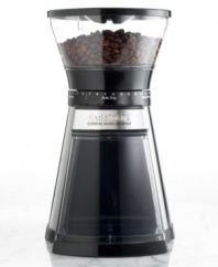 Get your grounds fresh from the kitchen every morning. Cuisinart's conical burr grinder is fully programmable, so you just set the time and wait for the grind. Simply choose the fineness and number of cups, then come back when you're ready to brew! Three-year limited warranty. Model CBM-18.