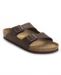 A comfortable, reliable choice for warm weather wear, these timeless Birkenstock men's sandals are a no-brainer addition to your weekend wardrobe.