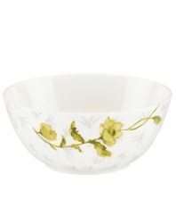 Artsy florals and funky dot designs collide on the eclectic and dreamy Watercolors Citrus serving bowl from Lenox Simply Fine. A sleek silhouette and sophisticated palette of gray, white and olive create a fresh, modern look for casual meals. Qualifies for Rebate