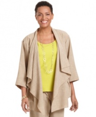 Make your everyday look a little more chic with this easy kimono jacket from J Jones New York. Pair it with the matching pants for a put-together ensemble.