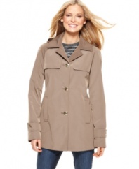 Simple styling and clean lines make this Calvin Klein coat a classic topper, rain or shine! Plus,the removable hood adds functionality!