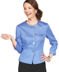Tahari by ASL's colorful jacket is a versatile piece to add to your work rotation--it pairs effortlessly with sheaths, shifts and pants!