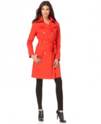 In a saturated shade, this Calvin Klein trench coat is a classic that adds sunshine to springtime showers!